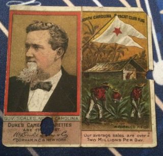 1889 North Carolina Duke Cigarettes Tobacco Card State & Territorial Governors