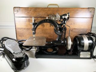 Vintage Willcox & Gibbs Sewing Machine With Motor And Pedal