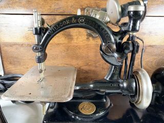 Vintage Willcox & Gibbs Sewing Machine With Motor and Pedal 2