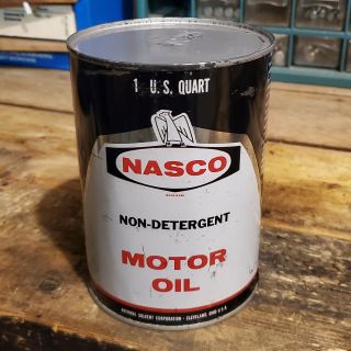 Vintage Nasco Motor Oil Can Quart Qt Metal Tin Empty