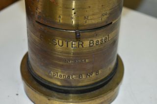 L50 - HUGE E.  Suter Basel Aplanat A № 8 Rare Vintage Brass Lens 2
