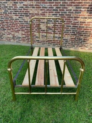 Antique Cast Iron Brass Twin Bed Frame With Rails