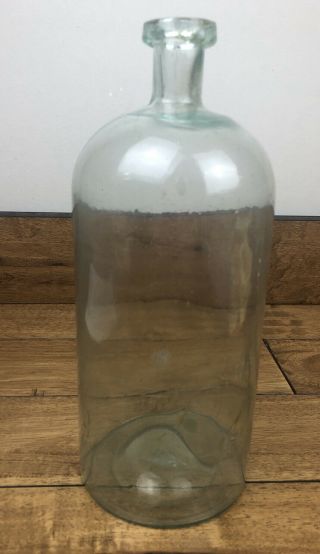 Vintage Large Blue Green Tint Old Glass Bottle