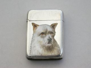 Victorian Silver Vesta Case Terrier Dog,  By Lawrence Emanuel,  Birmingham,  1887