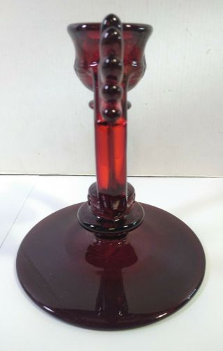 Vintage MOONDROPS RUBY RED GLASS SINGLE CANDLESTICK by Martinsville 5 