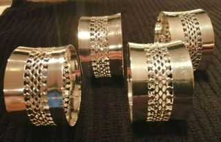 Vintage Set Of 4 Silver Plate Napkin Rings.  Boxed