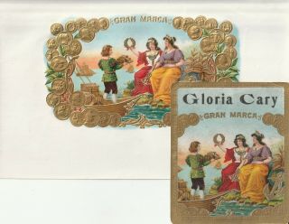 1 Cigar Label Set 161 Gloria Cary,  Lytho,  Vitolas,  Bauchbinden