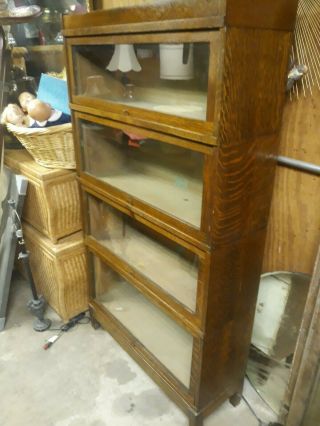 Antique Oak Lawyer Barrister 4 Stack Bookcase Globe Wernicke Co.  Cincinnati OH 2