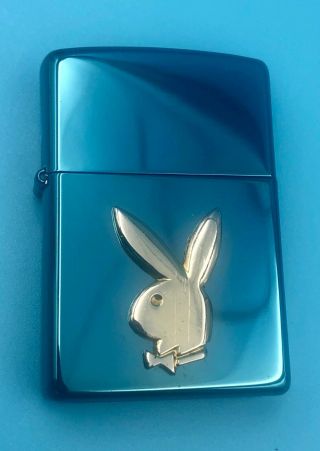 2004 Zippo Playboy Gold Bunny Lighter Cobalt Blue