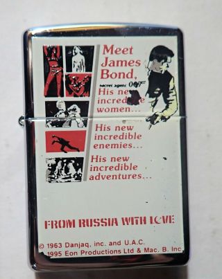 1997 Vintage Zippo Lighter 007 James Bond From Russia With Love Unfired