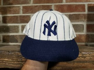 70s 80s Vintage York Yankees Pin Stripe Wool Hat Size 7 1/8 Made In Usa