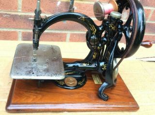 Antique Wilcox And Gibbs Chainstitch Hand Crank Sewing Machine
