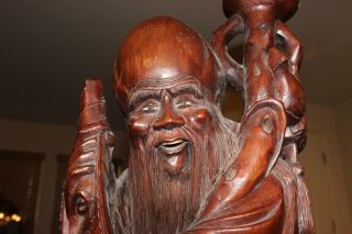 Rare - Very Large 3ft.  Tall Very Old - Teak Wood Asian Statue Early 1900 