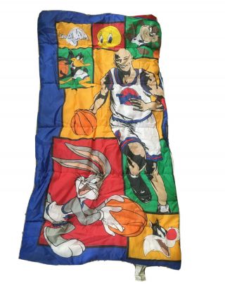 90s Space Jam Sleeping Bag Thermal Looney Tunes 1996 Michael Jordan Vintage