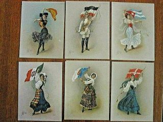 12 Turkish Trophies 1903 tobacco cards A H Sohn women costumes/flags 3