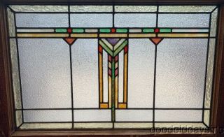Antique Arts & Crafts Stained Leaded Glass Window From Chicago Circa 1915 36x25