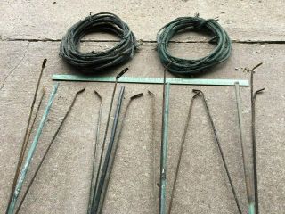 4 antique lightning rod arrow stands with copper rods and cable w/ 4 glass bulbs 2