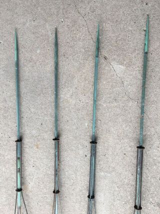 4 antique lightning rod arrow stands with copper rods and cable w/ 4 glass bulbs 3