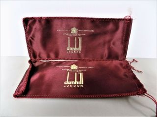 2 Vintage Dunhill Of London Satin Pipe Bag 7.  25 " X 3 " Burg - - Gold
