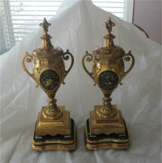 Antique French Gilded Bronze Urns,  Vase,  Mantle,  Clock Garniture 1860 