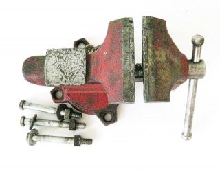 Vintage Rotatable Companion 3½” Bench Vise With Anvil And Pipe Clamp,  Bolts