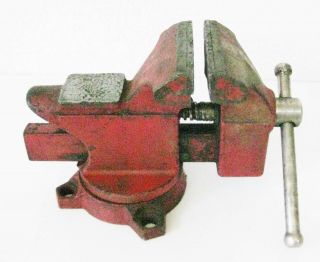 Vintage Rotatable COMPANION 3½” Bench Vise with Anvil and Pipe Clamp,  Bolts 2