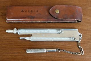 Vintage Princo Double Hygrometer Wet Dry Thermometer Leather Case