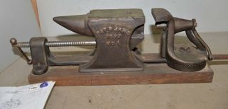 Antique Salzman No 1 Pat 1897 blacksmith vise anvil drill collectible tool 2