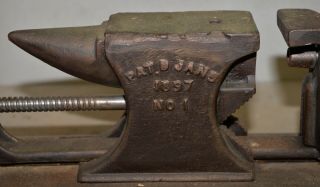 Antique Salzman No 1 Pat 1897 blacksmith vise anvil drill collectible tool 3