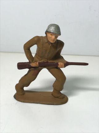 Vintage Barclay Manoil Lead Toy Soldier Holding Rifle
