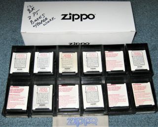12 ZIPPO PLASTIC Display Boxes ALL WITH GUARANTEE PAPER Great 3 2