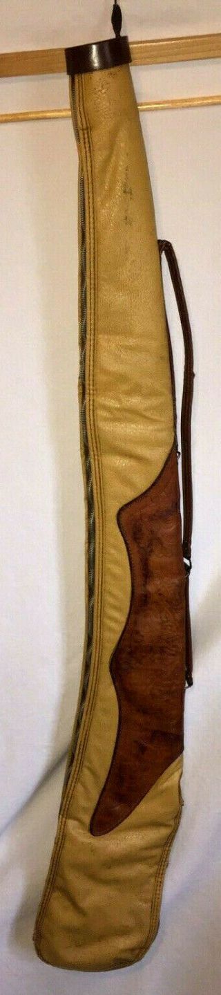 Vintage Tooled Leather Rifle Shotgun Soft Padded Gun Case 50 " 570 Brown Tan