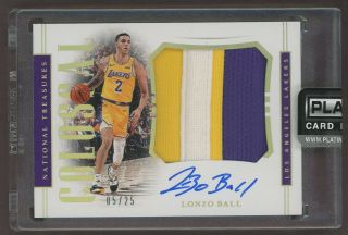 2018 - 19 National Treasures Colossal Lonzo Ball Rpa Rc Rookie Patch Auto 5/25