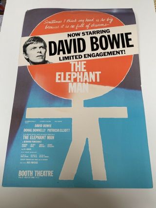 David Bowie The Elephant Man Poster 1980 Booth Theatre Broadway Nyc Vintage