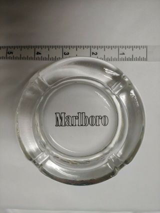 Vtg Marlboro Cigarette Round Clear Thick Solid Glass Ash Tray