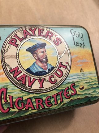 Vintage PLAYERS NAVY CUT Cigarettes Gold Leaf HInge Top Tin 3