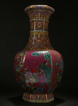 A Chinese Hexa - Fortune Estate Porcelain Vase Display