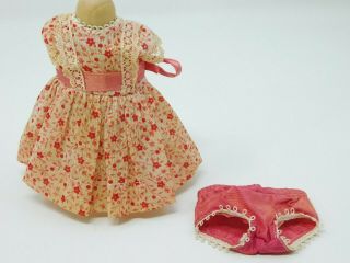 Vntg 1950s Vogue Ginny Doll Red & Pink Floral Dress W/ Panties