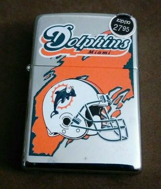 1997 Nfl Miami Dolphins Football Team Zippo Chrome Full Size Lighter (unfired)