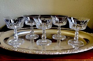 Vintage Champagne Cocktail Coupes Sherbet Cut Glasses Saucers Stemware Barware 5