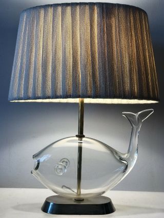 Vintage Blenko Art Glass Fish Lamp 1960s Mid Century Modern Retro Laurel Marbro