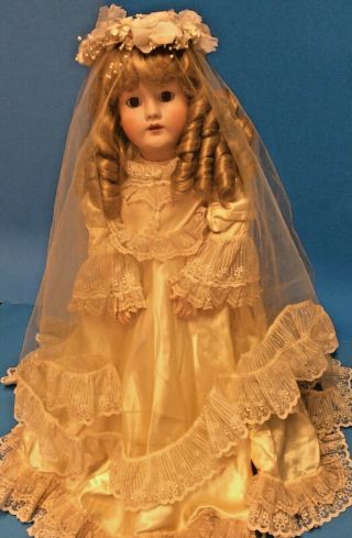 Antique Kley & Hahn Walkure 23” Bride Doll Mold 250 Made In Germany Early 1900’s