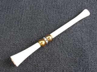 Vintage Celluloid Cigarette Holder With Gold - Tone And Rhinestone Accents 4.  5 "