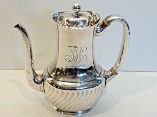 Tiffany & Co.  1893 Sterling 1 Pint Coffee Pot W/ Spiraling Fine Fluting