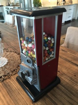 1923 Antique Norris Master Red And Black Penny Gumball Nut Machine