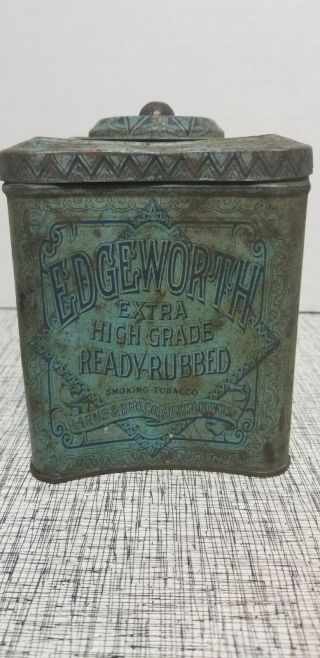 Vintage Blue Edgeworth Extra Ready Rubbed Tobacco Tin Hinged Lid