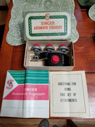 Vintage Singer Sewing Machine Automatic Zigzagger Attachment 301 160986 W/ Box