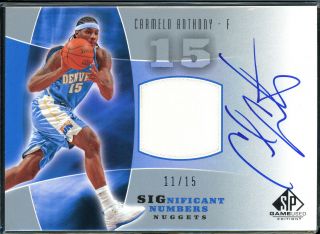 2004 - 05 Carmelo Anthony Upper Deck Game Significance Numbers Auto (11/15)