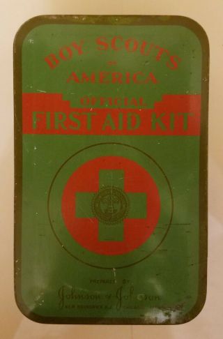 Vintage Boy Scouts Of America Official First Aid Kit By Johnson & Johnson (tin)
