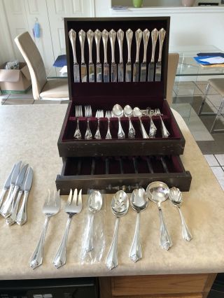 Oneida Rogers King James Silverplate 127 Pc Service For 12 Flatware